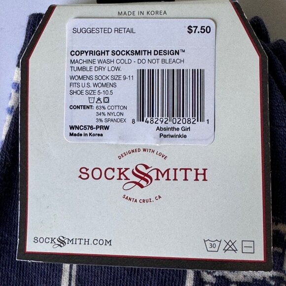 Socksmith Women Graphic Cotton Crew Socks Absinthe Girl One Size Fits Most New - Picture 4 of 6